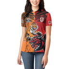 Custom Dragons and Tigers Women Polo Shirt Rugby Mascot With Sporty Style