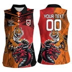 Custom Dragons and Tigers Women Sleeveless Polo Shirt Rugby Mascot With Sporty Style