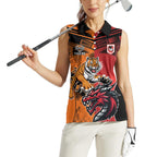 Custom Dragons and Tigers Women Sleeveless Polo Shirt Rugby Mascot With Sporty Style