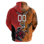 Custom Dragons and Tigers Zip Hoodie Rugby Mascot With Sporty Style