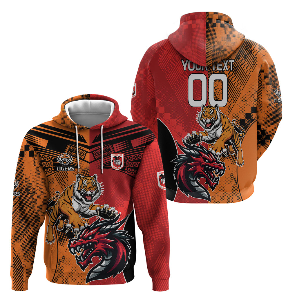 Custom Dragons and Tigers Zip Hoodie Rugby Mascot With Sporty Style