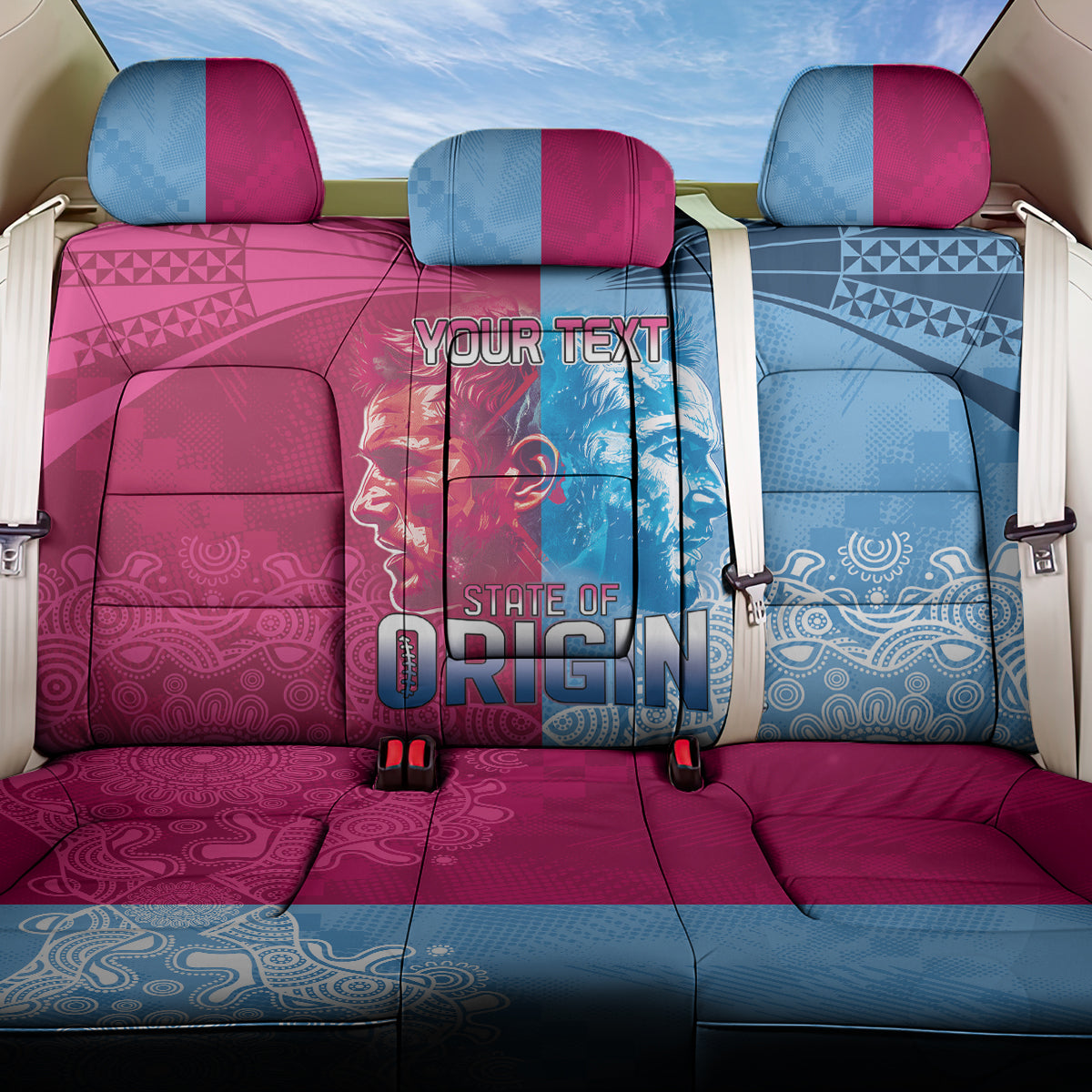 Custom New South Wales and Queensland Back Car Seat Cover Rugby Mascot With Sporty Style