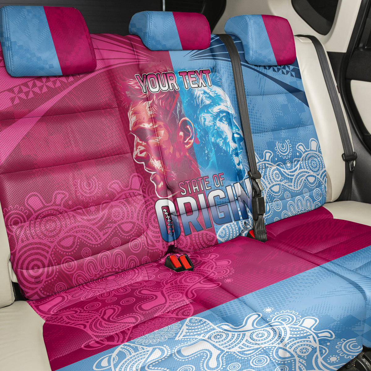 Custom New South Wales and Queensland Back Car Seat Cover Rugby Mascot With Sporty Style