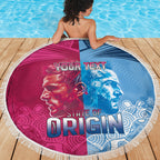 Custom New South Wales and Queensland Beach Blanket Rugby Mascot With Sporty Style