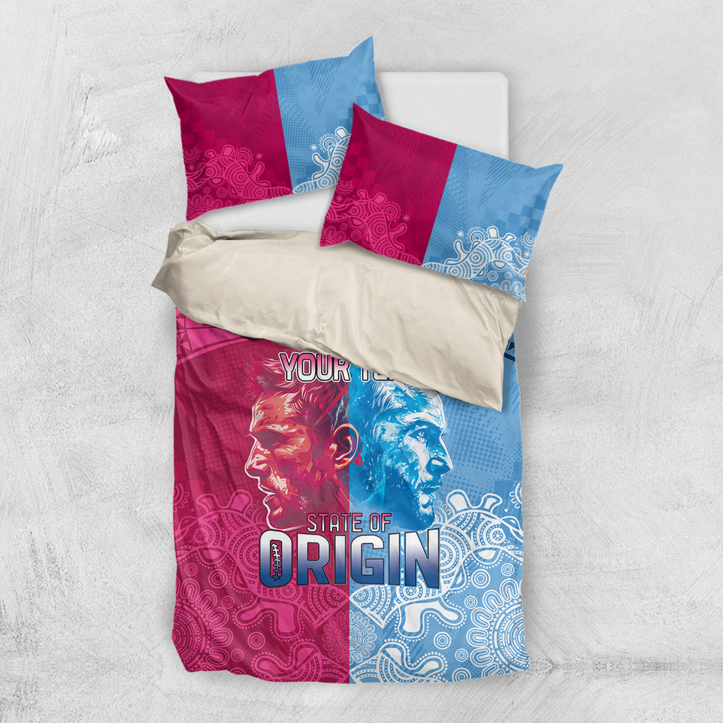 Custom New South Wales and Queensland Bedding Set Rugby Mascot With Sporty Style