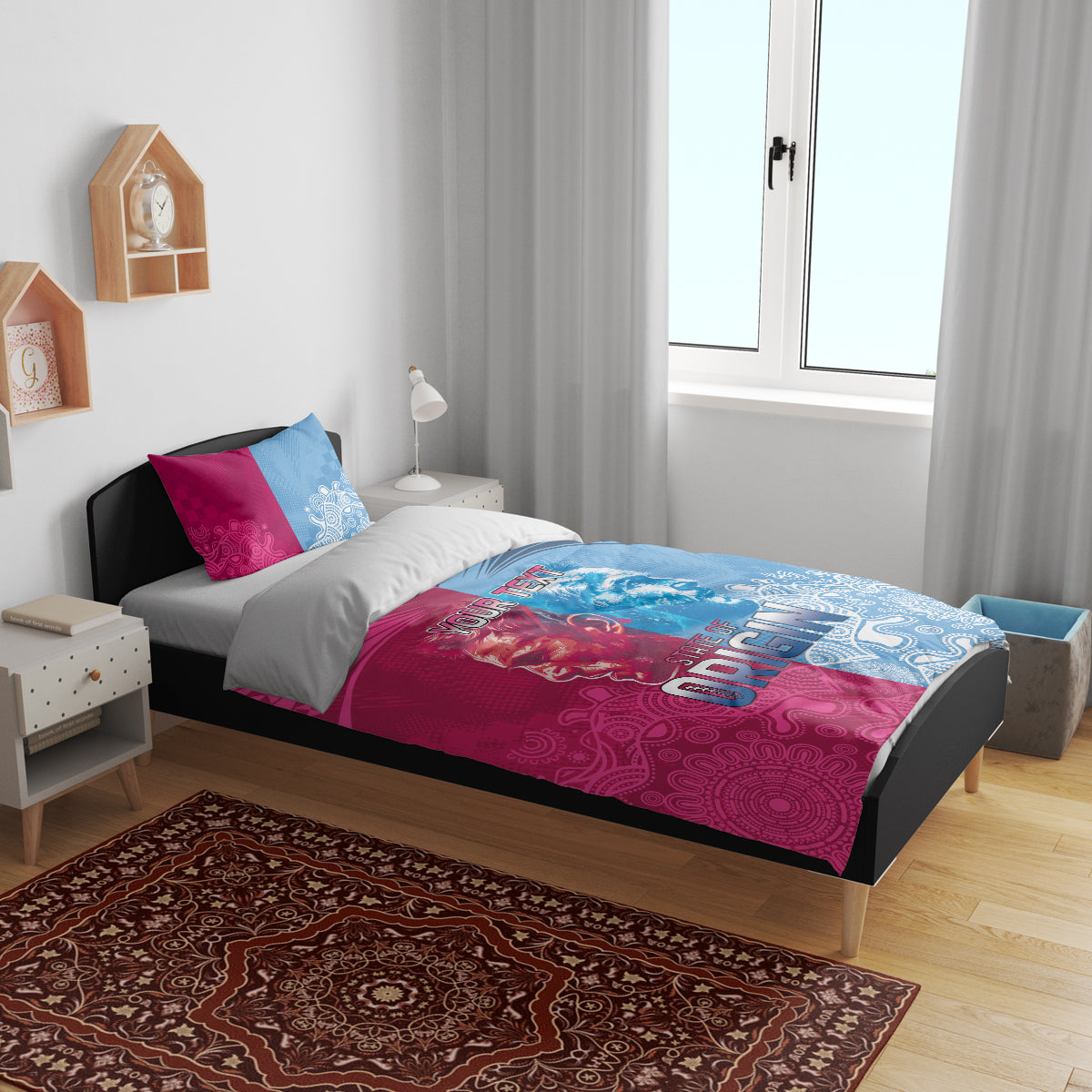 Custom New South Wales and Queensland Bedding Set Rugby Mascot With Sporty Style