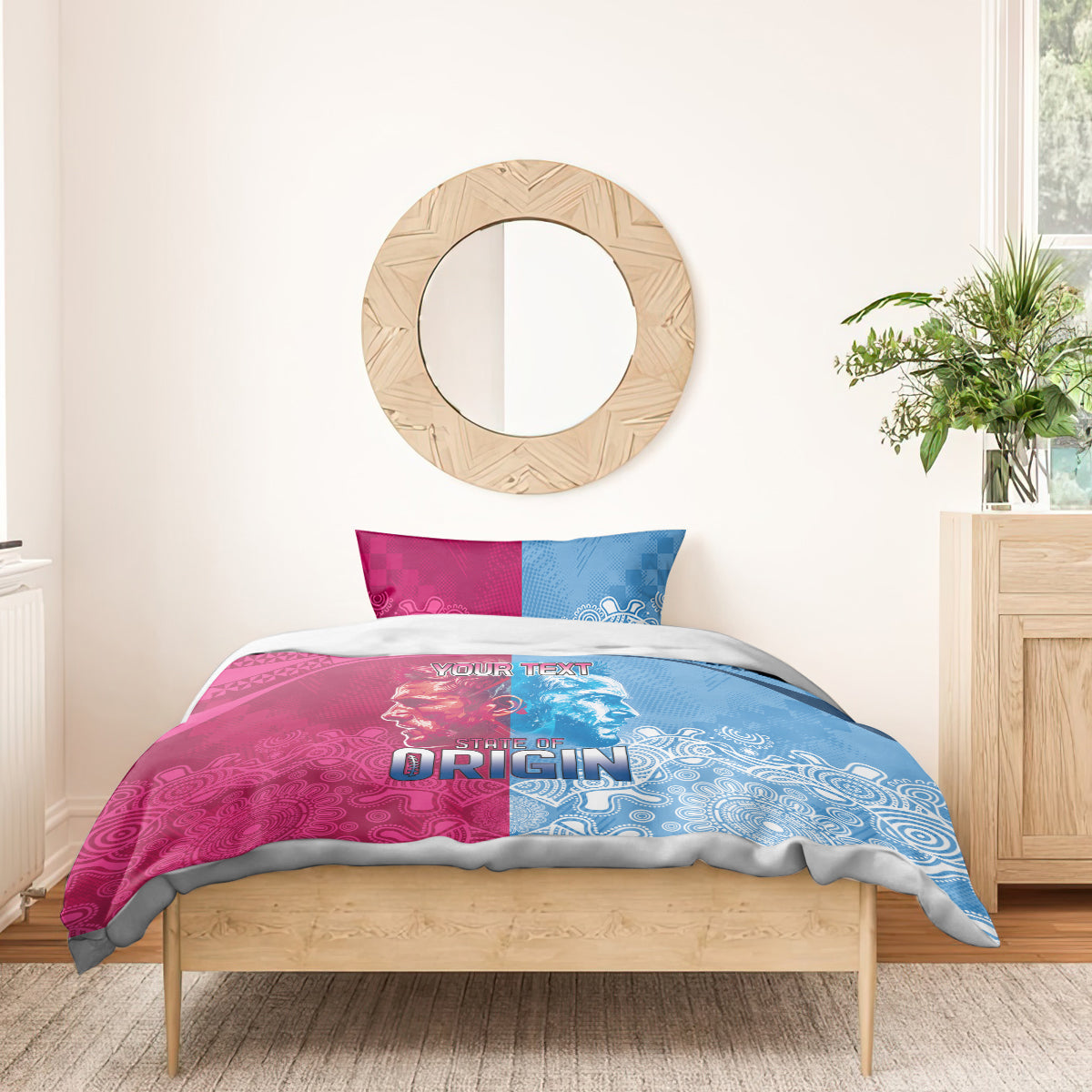 Custom New South Wales and Queensland Bedding Set Rugby Mascot With Sporty Style