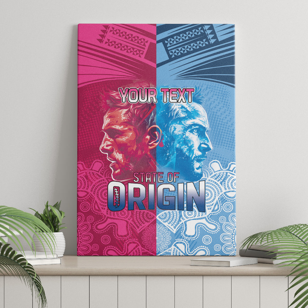 Custom New South Wales and Queensland Canvas Wall Art Rugby Mascot With Sporty Style