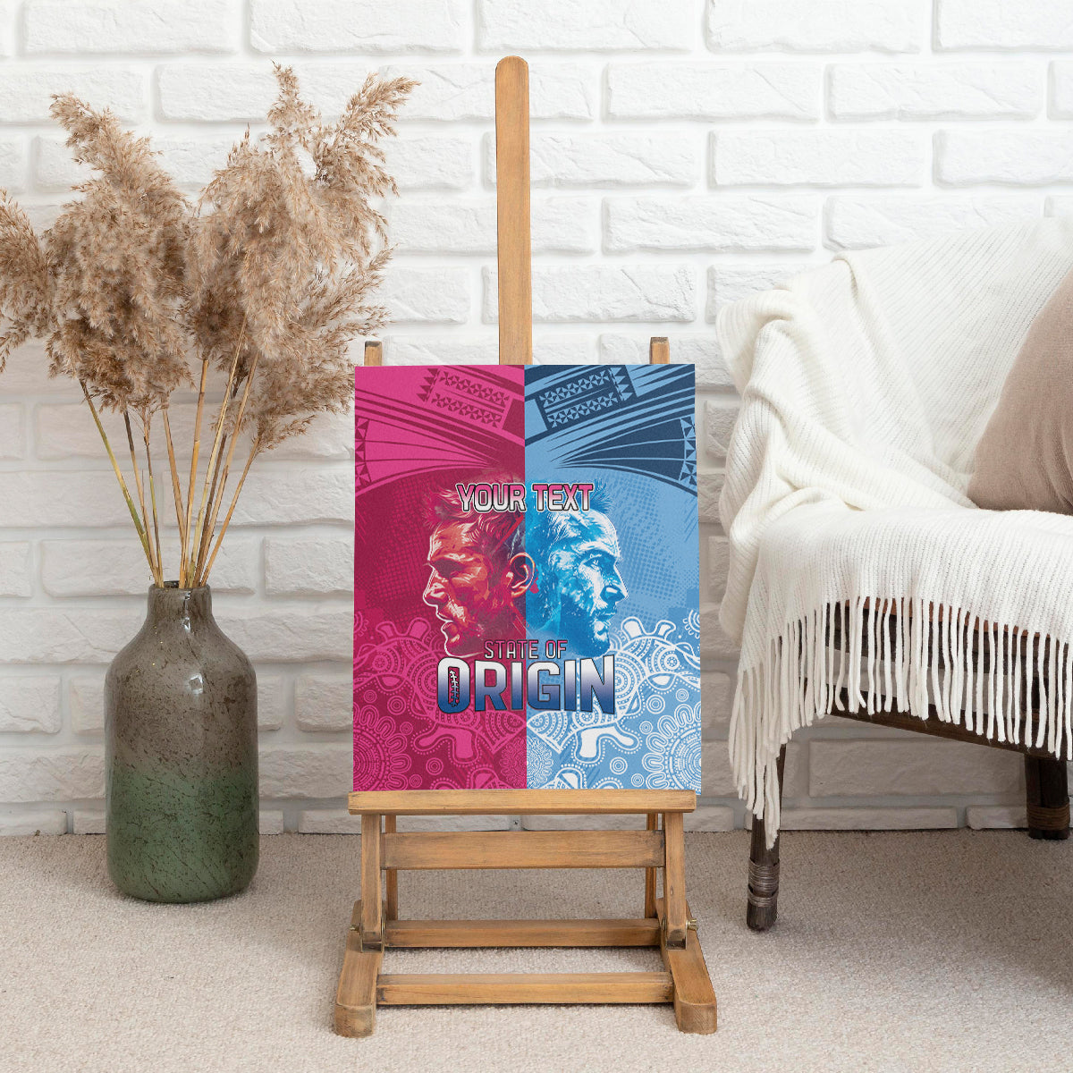 Custom New South Wales and Queensland Canvas Wall Art Rugby Mascot With Sporty Style