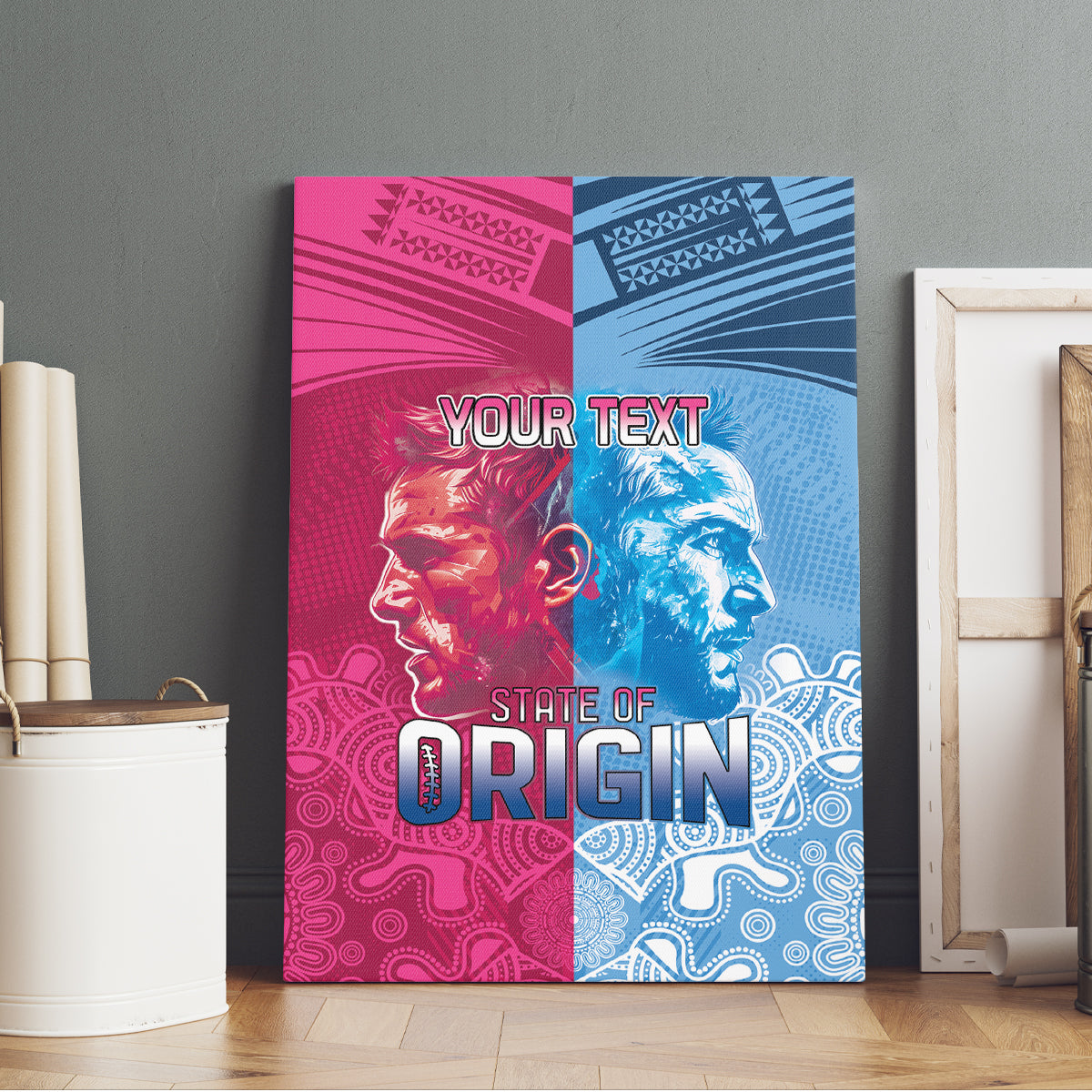 Custom New South Wales and Queensland Canvas Wall Art Rugby Mascot With Sporty Style