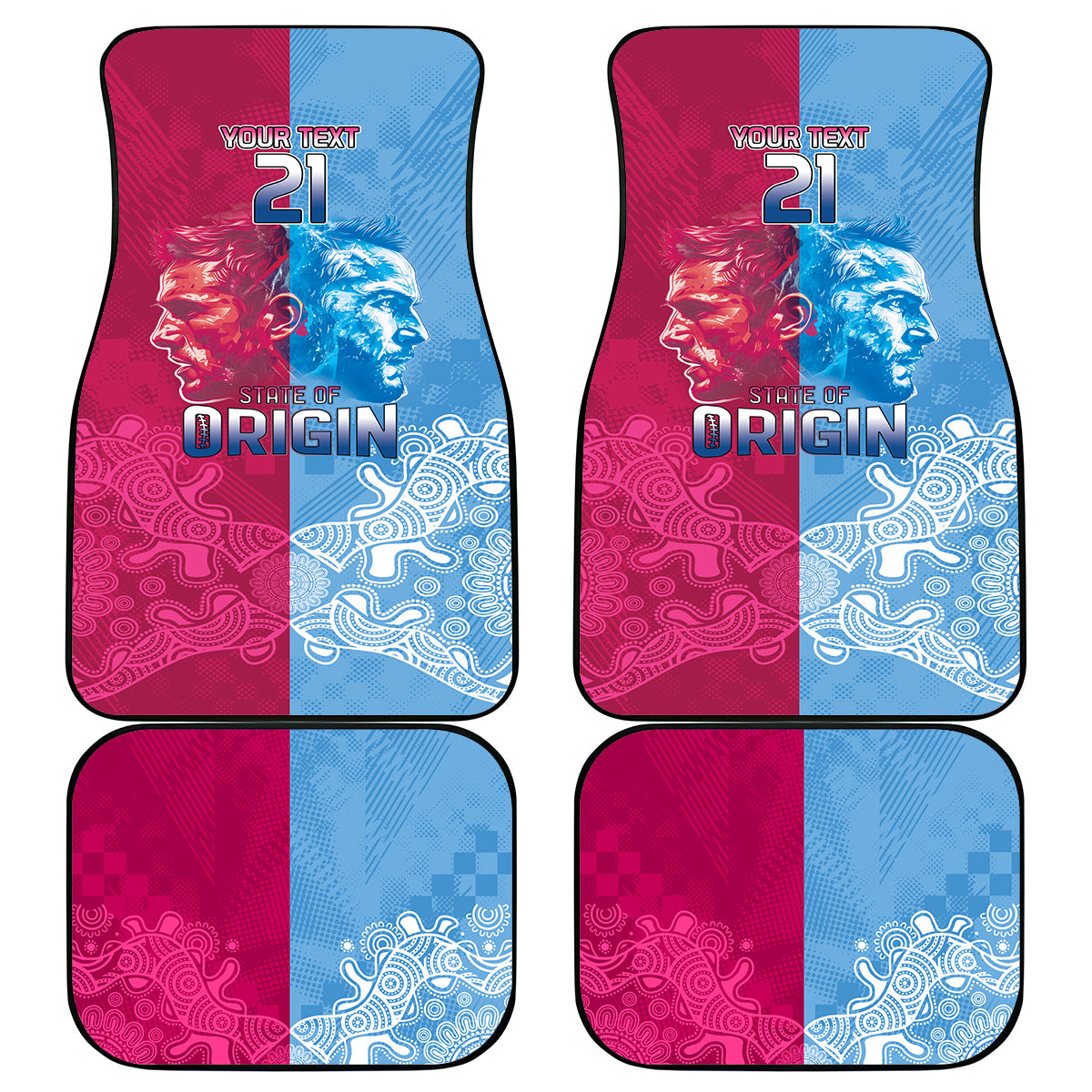Custom New South Wales and Queensland Car Mats Rugby Mascot With Sporty Style
