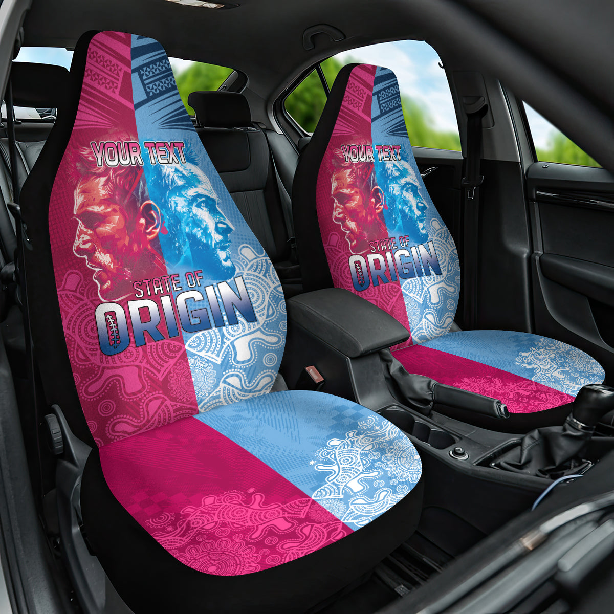 Custom New South Wales and Queensland Car Seat Cover Rugby Mascot With Sporty Style
