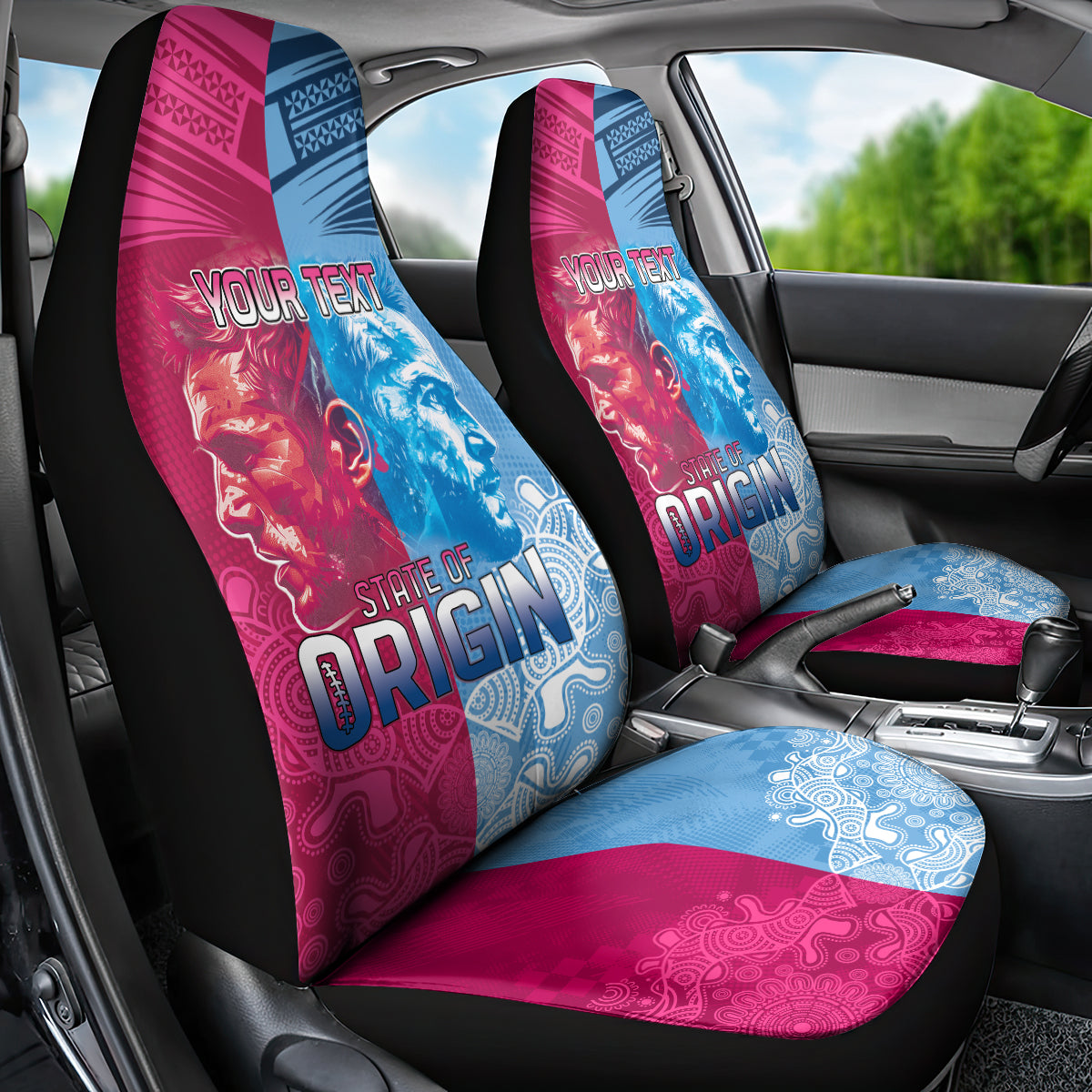 Custom New South Wales and Queensland Car Seat Cover Rugby Mascot With Sporty Style
