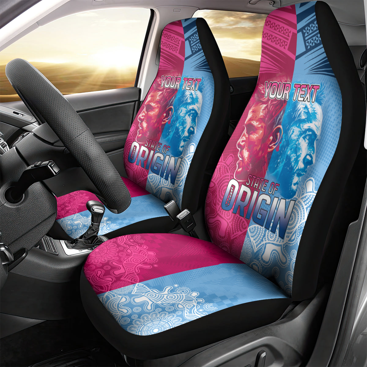 Custom New South Wales and Queensland Car Seat Cover Rugby Mascot With Sporty Style