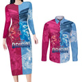 Custom New South Wales and Queensland Couples Matching Long Sleeve Bodycon Dress and Long Sleeve Button Shirt Rugby Mascot With Sporty Style