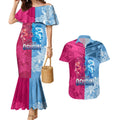 Custom New South Wales and Queensland Couples Matching Mermaid Dress and Hawaiian Shirt Rugby Mascot With Sporty Style