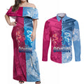 Custom New South Wales and Queensland Couples Matching Off Shoulder Maxi Dress and Long Sleeve Button Shirt Rugby Mascot With Sporty Style