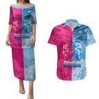 Custom New South Wales and Queensland Couples Matching Puletasi and Hawaiian Shirt Rugby Mascot With Sporty Style