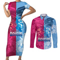 Custom New South Wales and Queensland Couples Matching Short Sleeve Bodycon Dress and Long Sleeve Button Shirt Rugby Mascot With Sporty Style