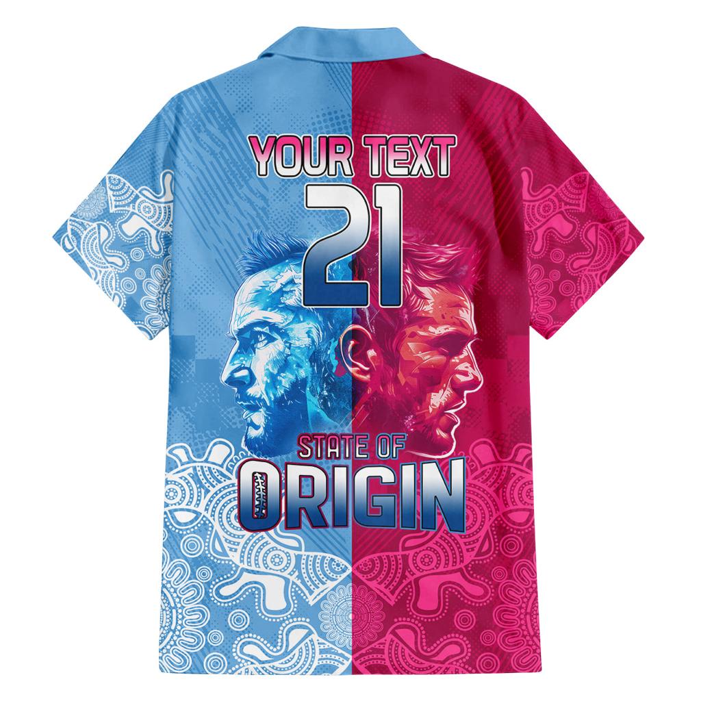 Custom New South Wales and Queensland Family Matching Off Shoulder Short Dress and Hawaiian Shirt Rugby Mascot With Sporty Style