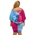 Custom New South Wales and Queensland Family Matching Off Shoulder Short Dress and Hawaiian Shirt Rugby Mascot With Sporty Style