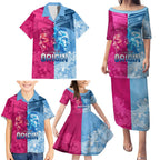Custom New South Wales and Queensland Family Matching Puletasi and Hawaiian Shirt Rugby Mascot With Sporty Style