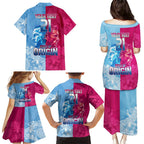 Custom New South Wales and Queensland Family Matching Puletasi and Hawaiian Shirt Rugby Mascot With Sporty Style