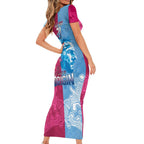 Custom New South Wales and Queensland Family Matching Short Sleeve Bodycon Dress and Hawaiian Shirt Rugby Mascot With Sporty Style