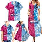 Custom New South Wales and Queensland Family Matching Summer Maxi Dress and Hawaiian Shirt Rugby Mascot With Sporty Style