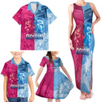 Custom New South Wales and Queensland Family Matching Tank Maxi Dress and Hawaiian Shirt Rugby Mascot With Sporty Style