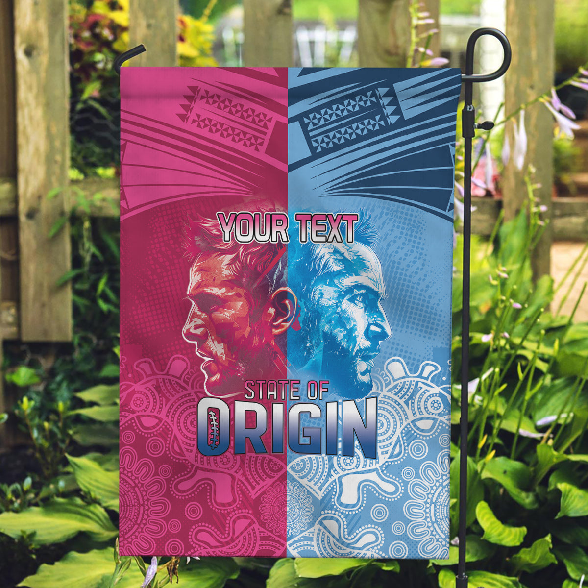 Custom New South Wales and Queensland Garden Flag Rugby Mascot With Sporty Style