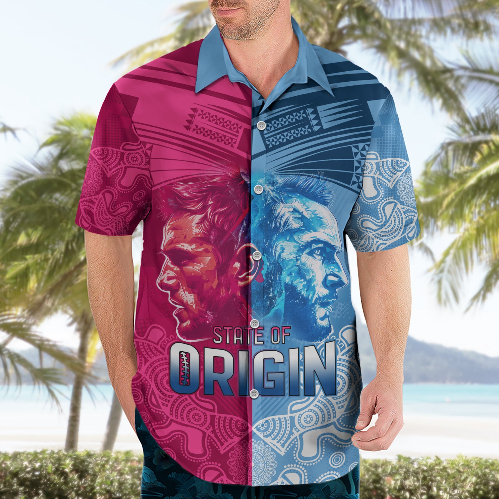Custom New South Wales and Queensland Hawaiian Shirt Rugby Mascot With Sporty Style