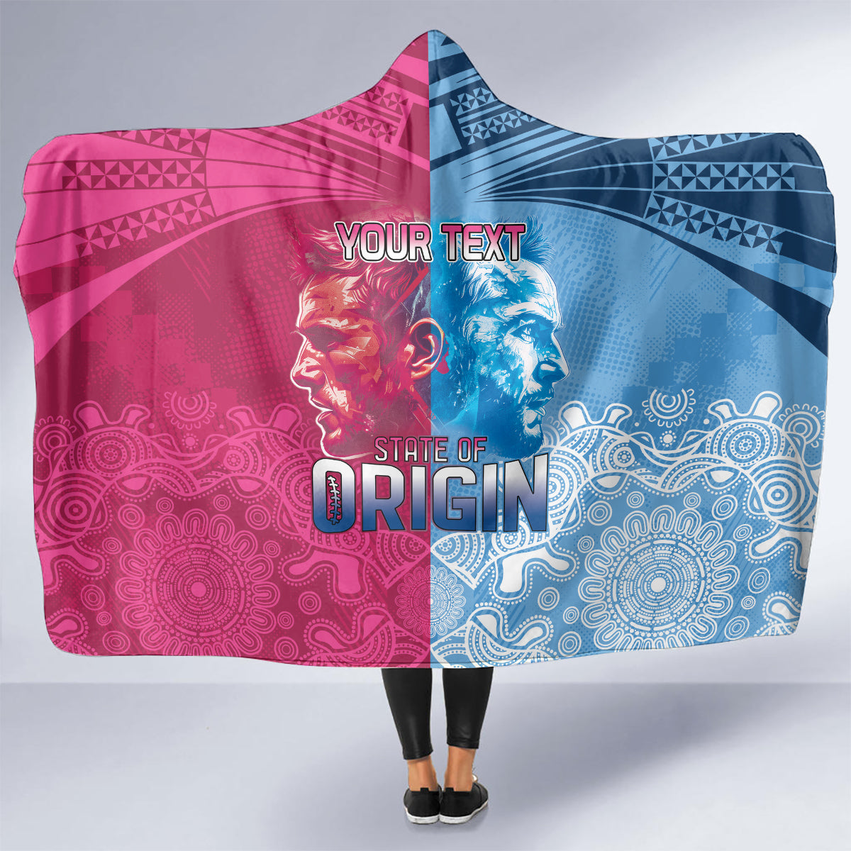 Custom New South Wales and Queensland Hooded Blanket Rugby Mascot With Sporty Style