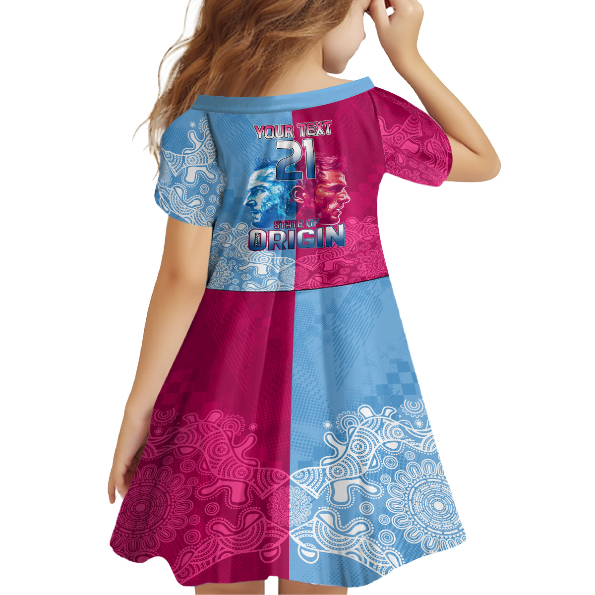 Custom New South Wales and Queensland Kid Short Sleeve Dress Rugby Mascot With Sporty Style