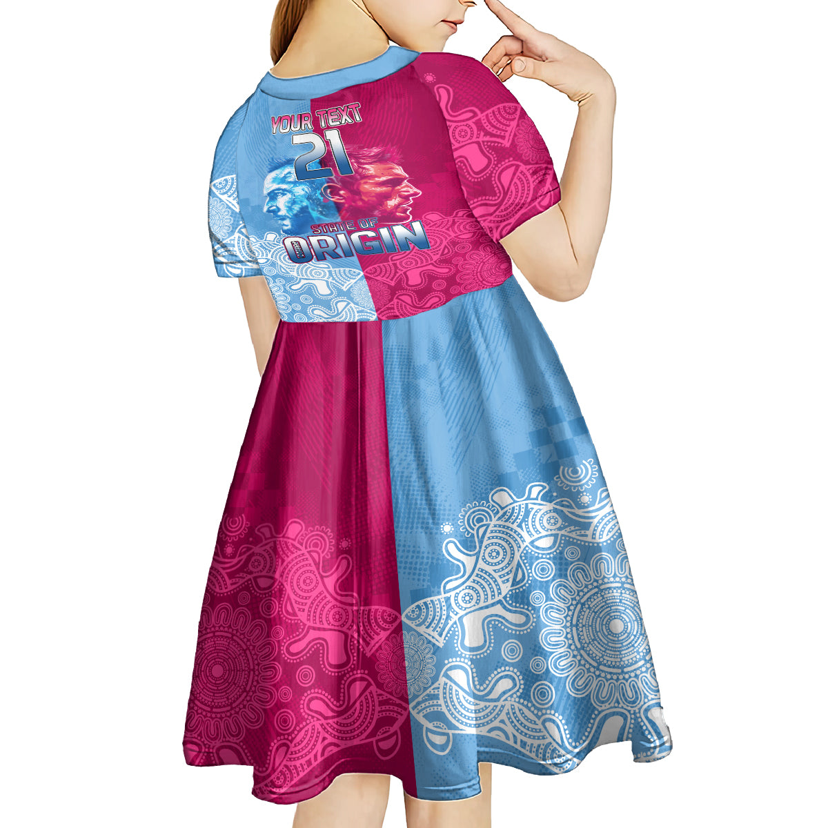 Custom New South Wales and Queensland Kid Short Sleeve Dress Rugby Mascot With Sporty Style