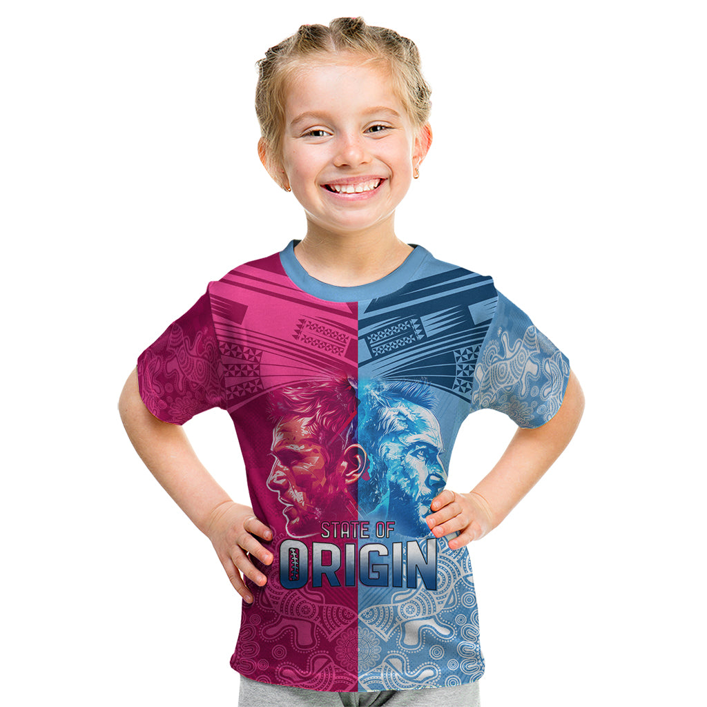 Custom New South Wales and Queensland Kid T Shirt Rugby Mascot With Sporty Style