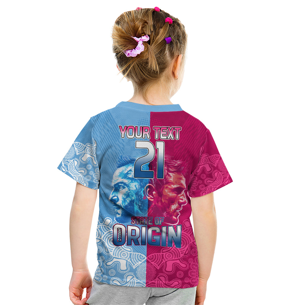 Custom New South Wales and Queensland Kid T Shirt Rugby Mascot With Sporty Style