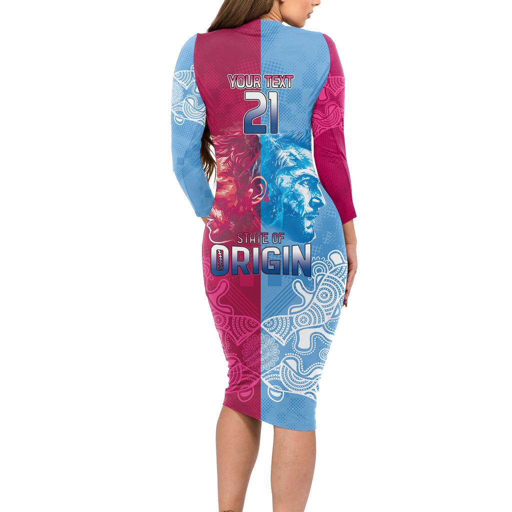 Custom New South Wales and Queensland Long Sleeve Bodycon Dress Rugby Mascot With Sporty Style