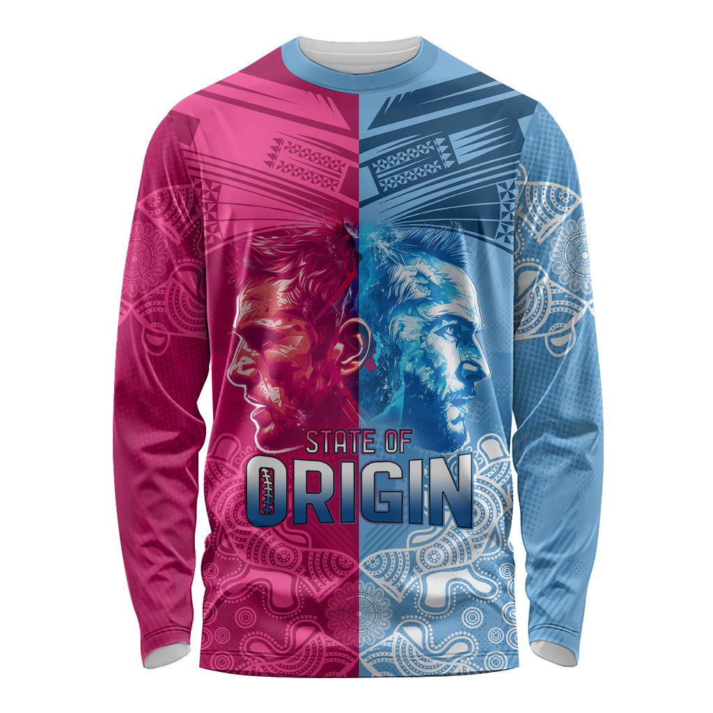 Custom New South Wales and Queensland Long Sleeve Shirt Rugby Mascot With Sporty Style