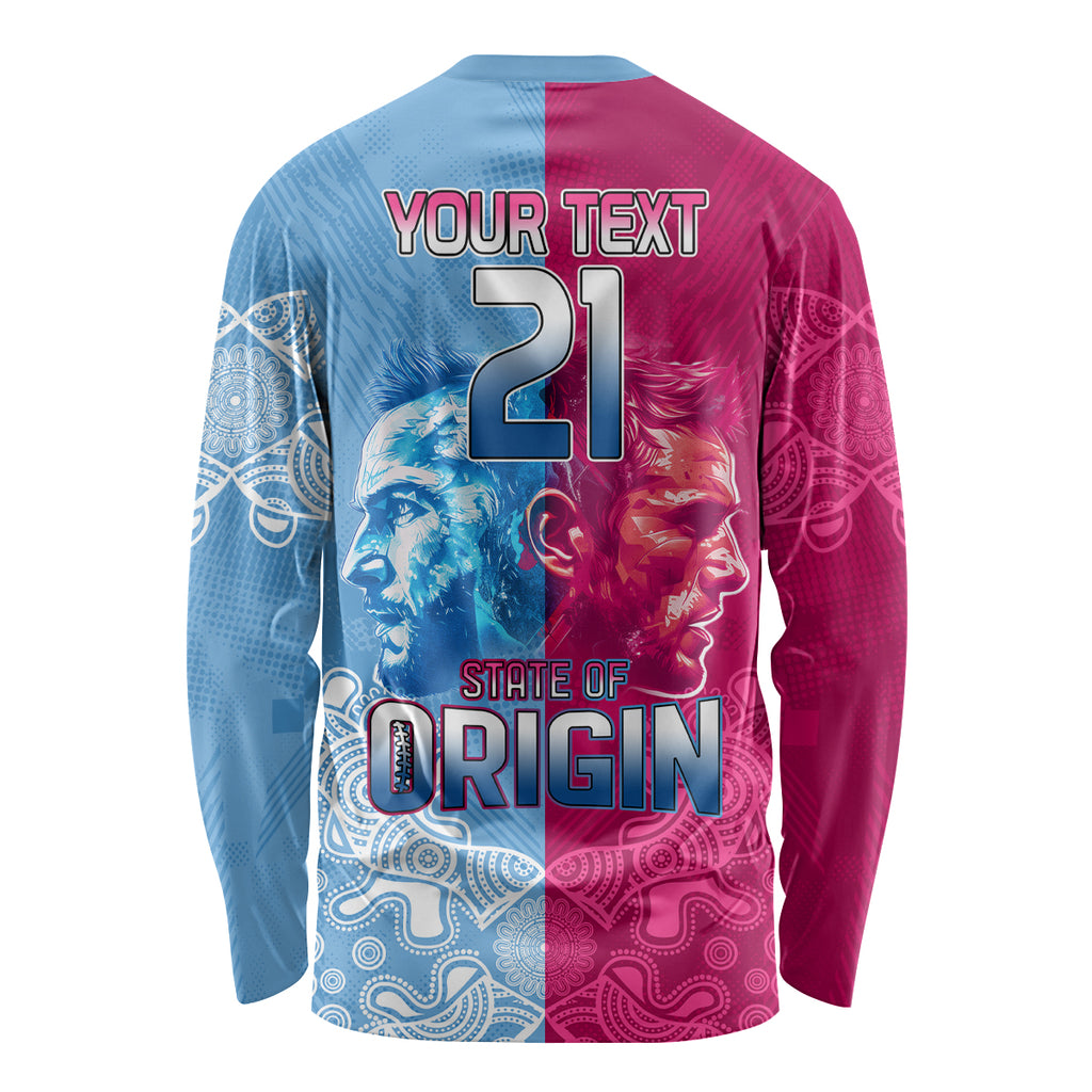 Custom New South Wales and Queensland Long Sleeve Shirt Rugby Mascot With Sporty Style