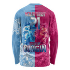 Custom New South Wales and Queensland Long Sleeve Shirt Rugby Mascot With Sporty Style