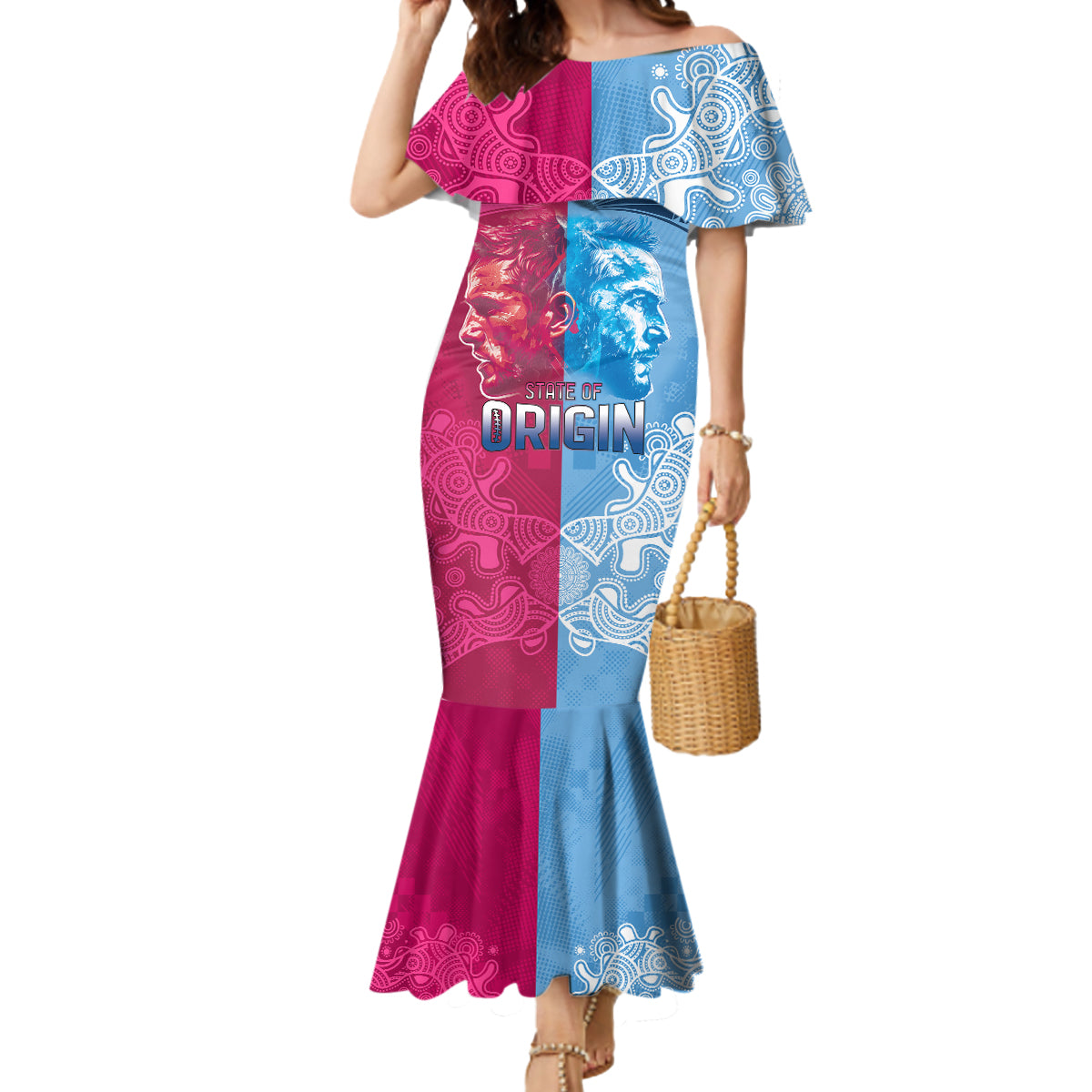 Custom New South Wales and Queensland Mermaid Dress Rugby Mascot With Sporty Style