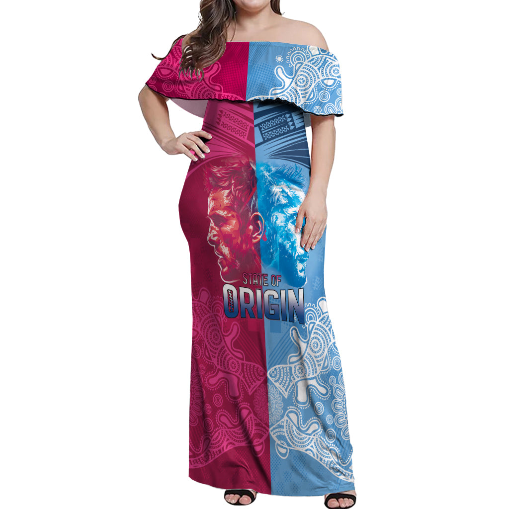 Custom New South Wales and Queensland Off Shoulder Maxi Dress Rugby Mascot With Sporty Style