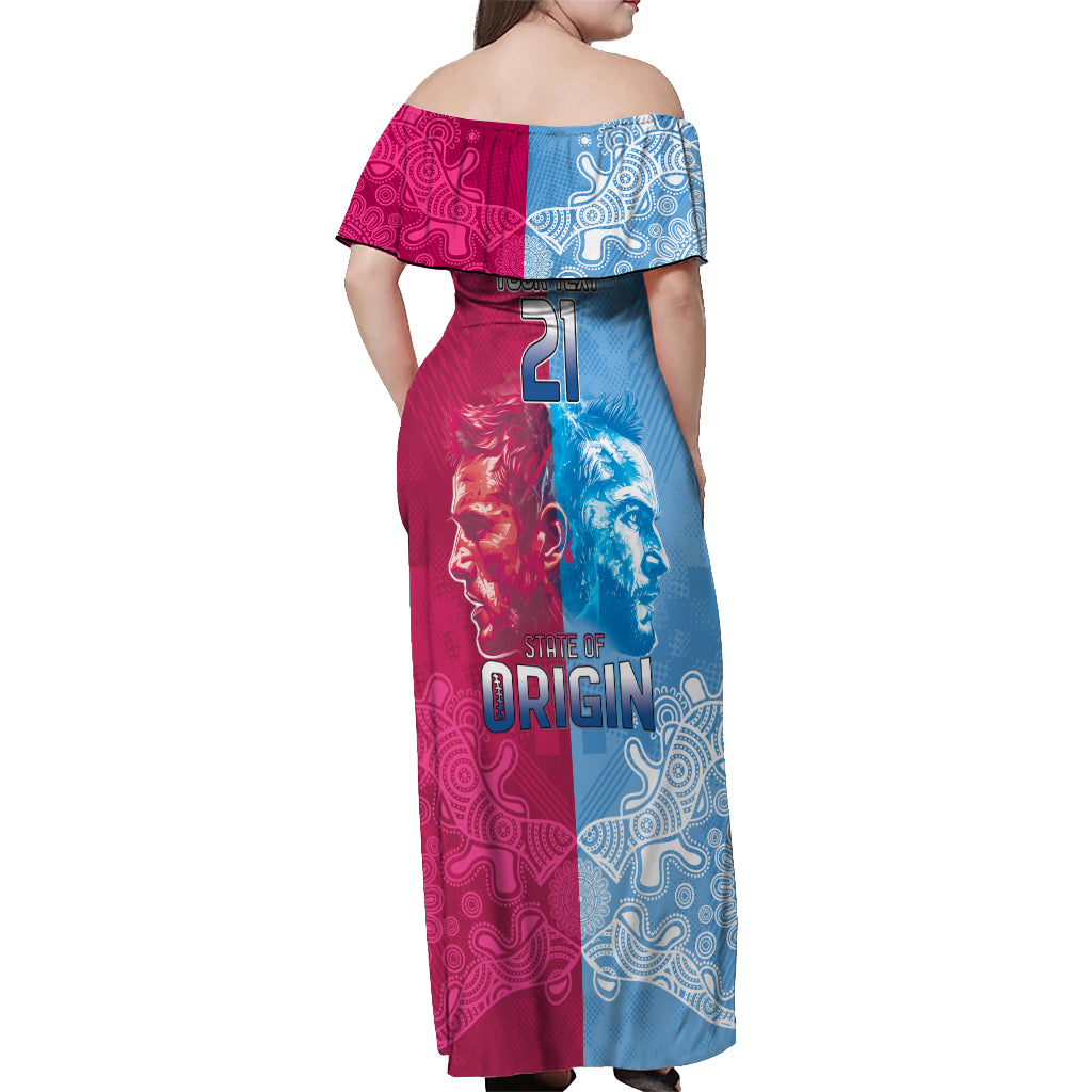 Custom New South Wales and Queensland Off Shoulder Maxi Dress Rugby Mascot With Sporty Style