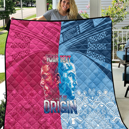 Custom New South Wales and Queensland Quilt Rugby Mascot With Sporty Style