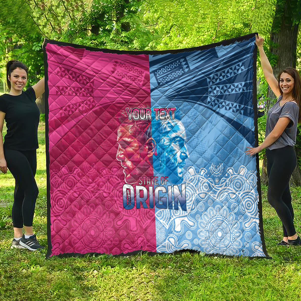 Custom New South Wales and Queensland Quilt Rugby Mascot With Sporty Style
