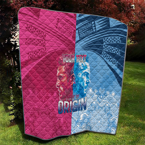 Custom New South Wales and Queensland Quilt Rugby Mascot With Sporty Style
