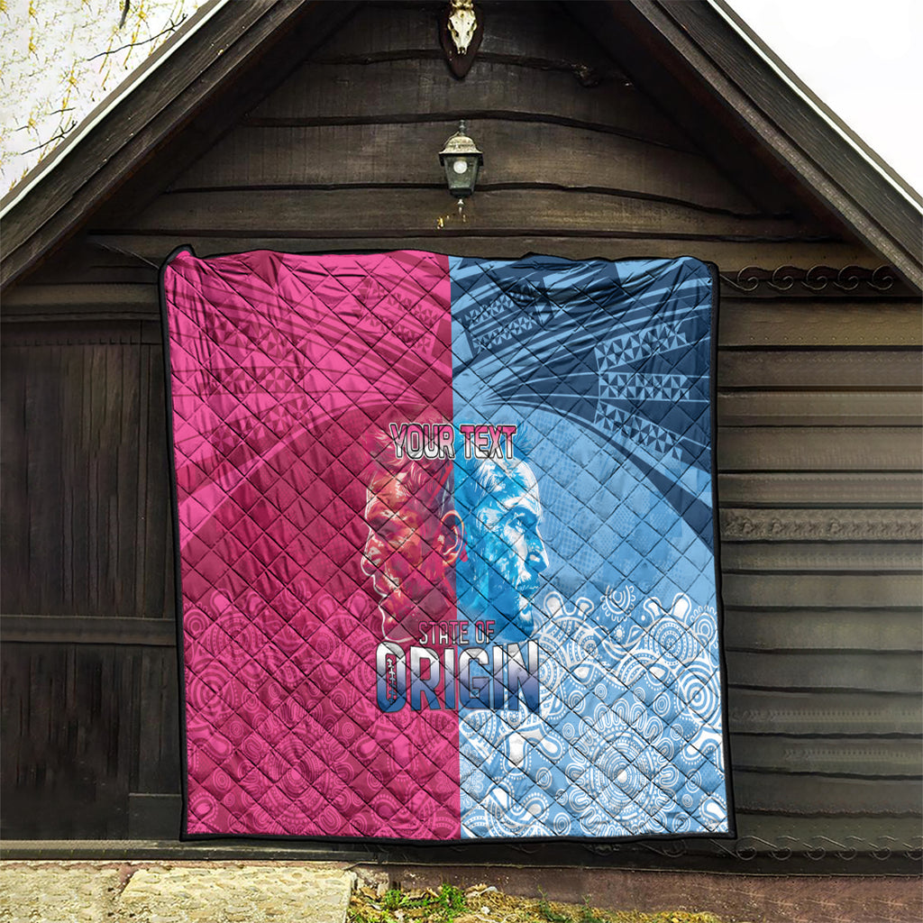 Custom New South Wales and Queensland Quilt Rugby Mascot With Sporty Style