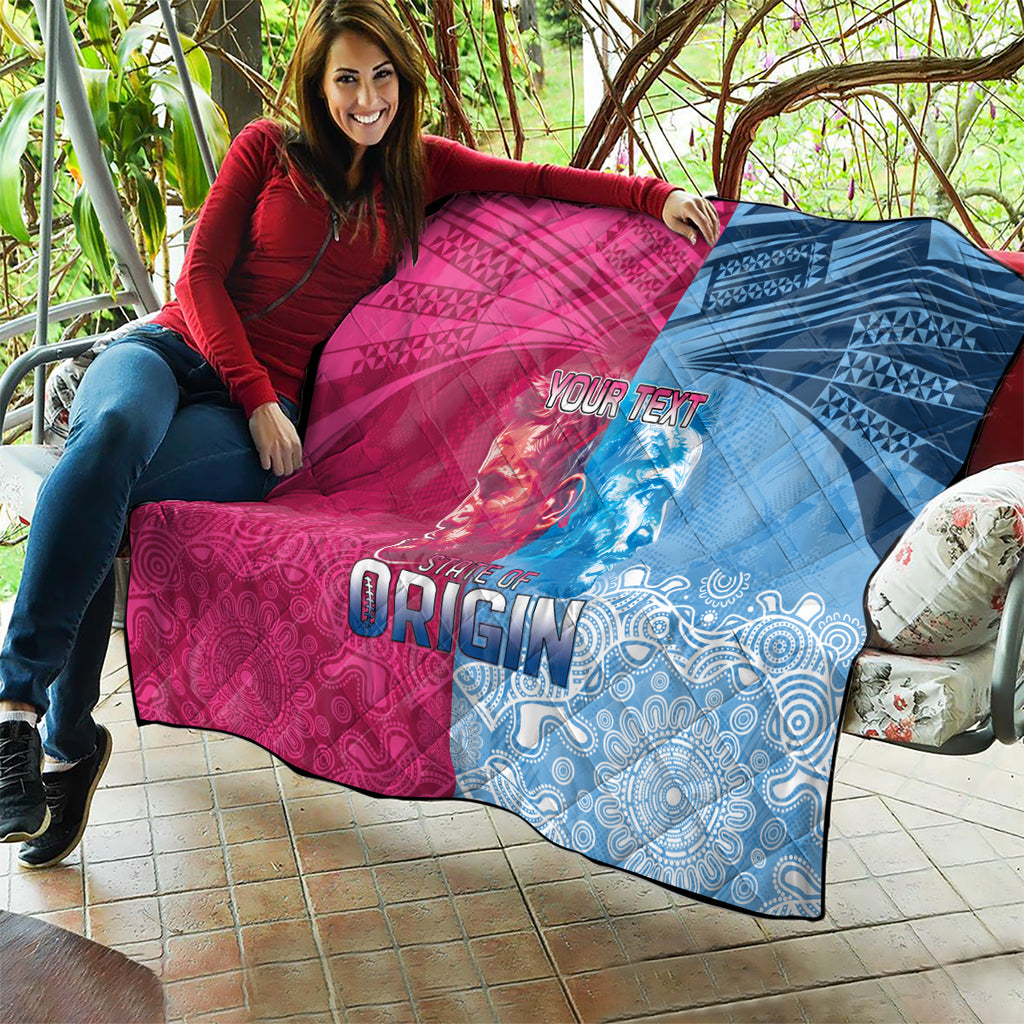 Custom New South Wales and Queensland Quilt Rugby Mascot With Sporty Style
