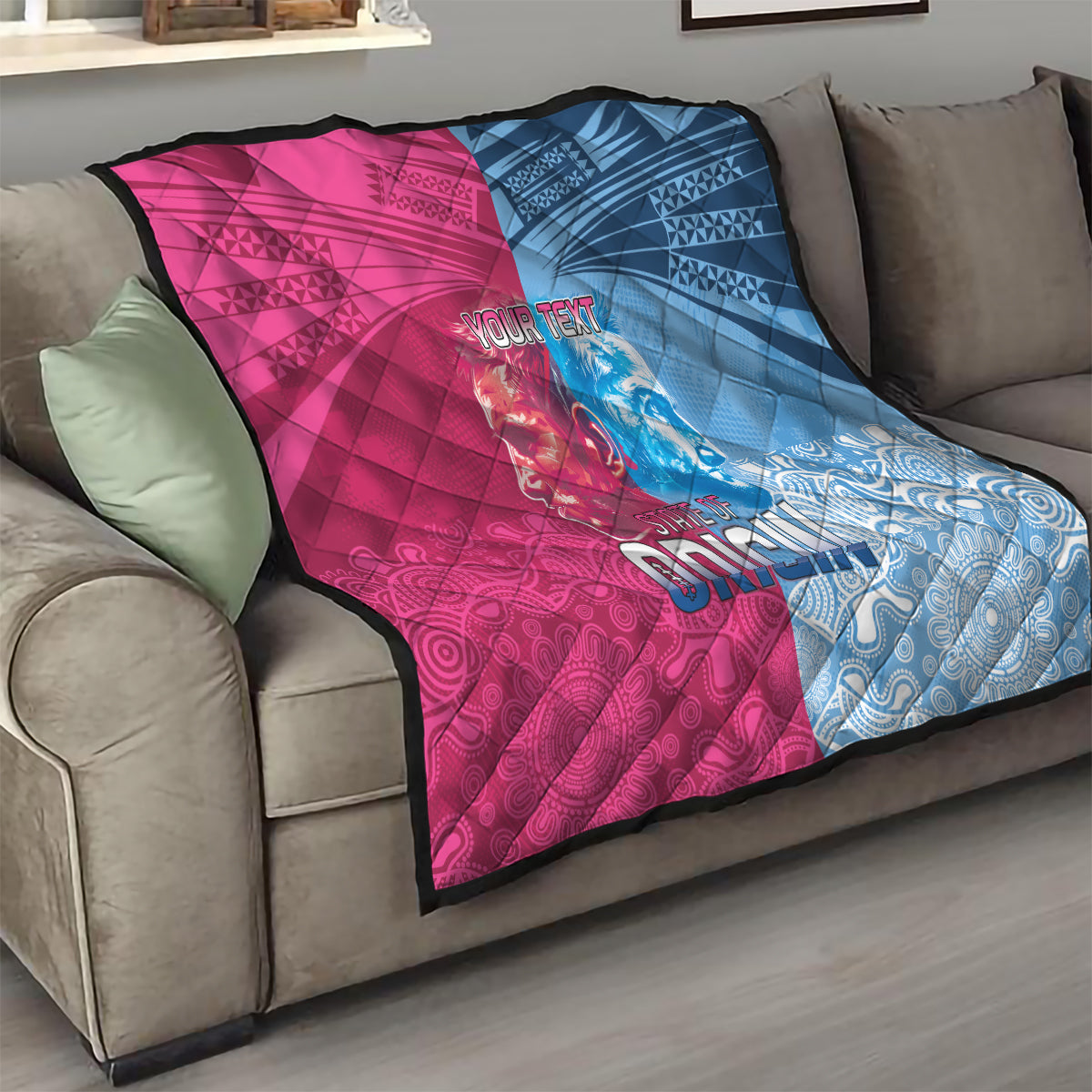 Custom New South Wales and Queensland Quilt Rugby Mascot With Sporty Style